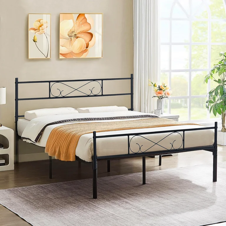 Foto 3 | Cama Matrimonial Metal Base Estructura De Cama Negro 198cm Gomyhome