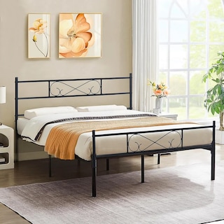 Foto 3 | Cama Matrimonial Metal Base Estructura De Cama Negro 198cm Gomyhome