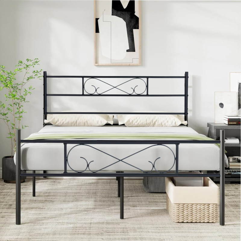 Foto 4 | Cama Matrimonial Metal Base Estructura De Cama Negro 198cm Gomyhome