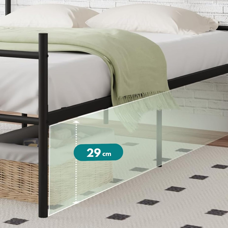 Foto 7 pulgar | Cama Matrimonial Metal Base Estructura De Cama Negro 198cm Gomyhome