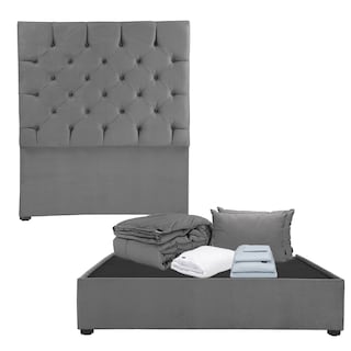 Foto 1 | Cabecera Dicasa Capri Grey Matrimonial + Base Cama + Almohada 2pack + Protector Cloud + Sábanas Softy + Edredón Homy