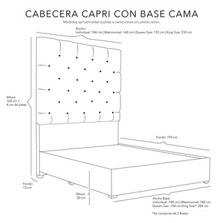 Foto 8 | Cabecera Dicasa Capri Grey Matrimonial + Base Cama + Almohada 2pack + Protector Cloud + Sábanas Softy + Edredón Homy