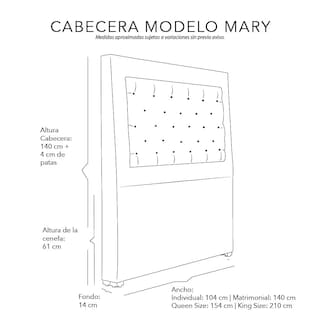 Foto 6 | Cabecera Dicasa Mary color Rojo Matrimonial