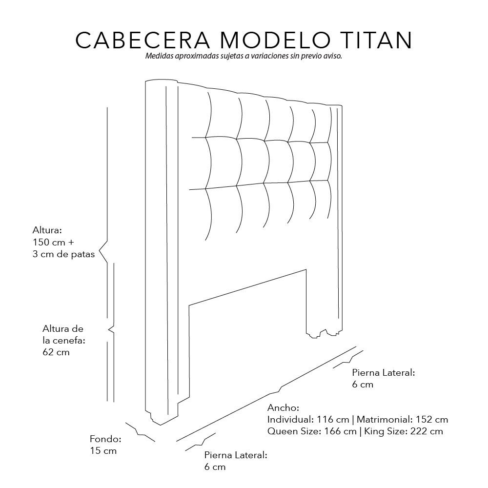 Foto 6 pulgar | Cabecera Dicasa Titan Color Beige Queen Size