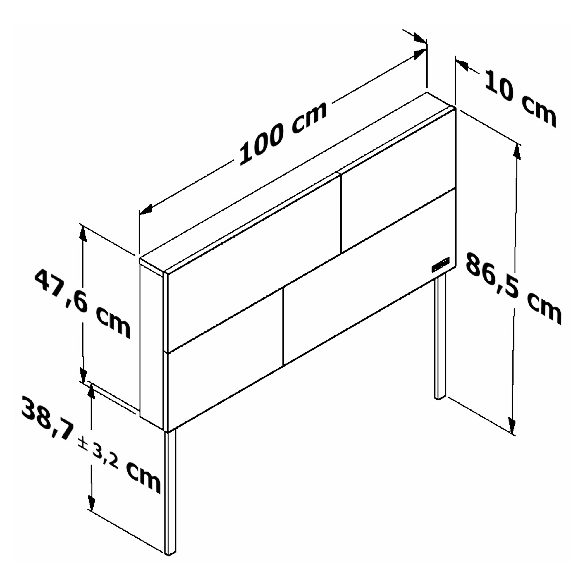 Foto 8 | Cabecera de Cama Individual con 2 Patas Playcon OCABITZNL 100 X 10 CM Tablero Negro Tzalam