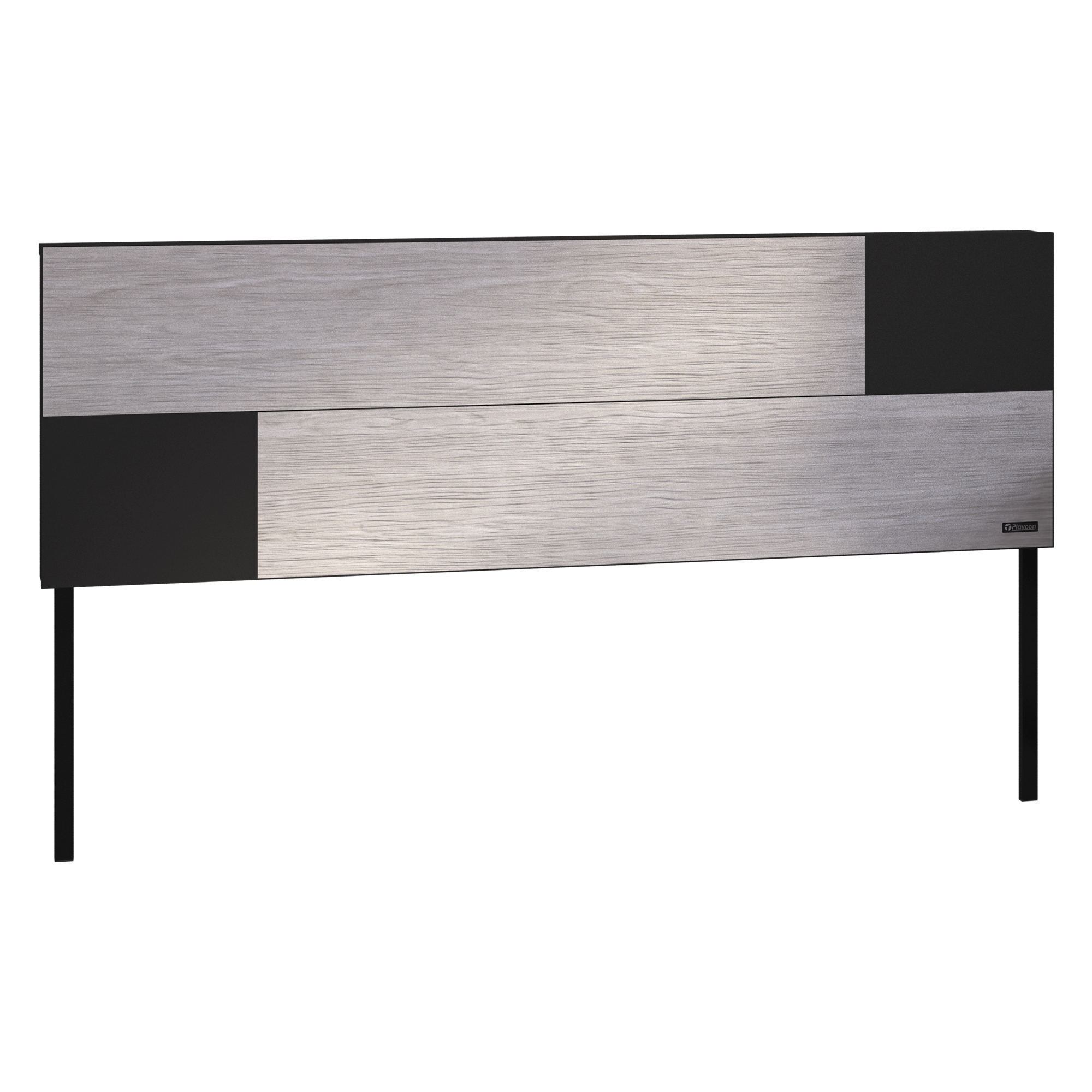 Foto 2 pulgar | Cabecera de Cama Queen con 2 Patas Playcon OCABQGTNL 151 X 10 CM Tablero Negro y Gris
