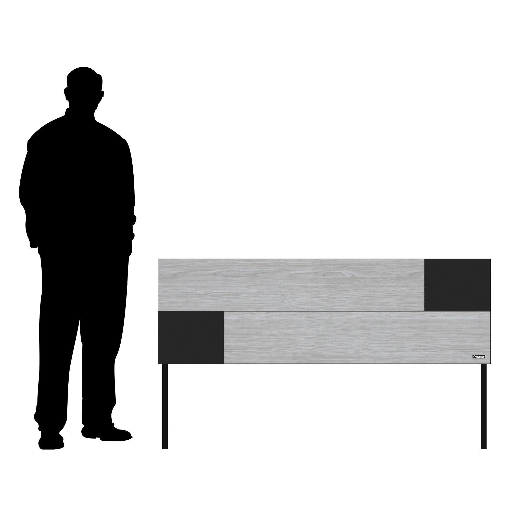 Foto 6 pulgar | Cabecera de Cama Queen con 2 Patas Playcon OCABQGTNL 151 X 10 CM Tablero Negro y Gris