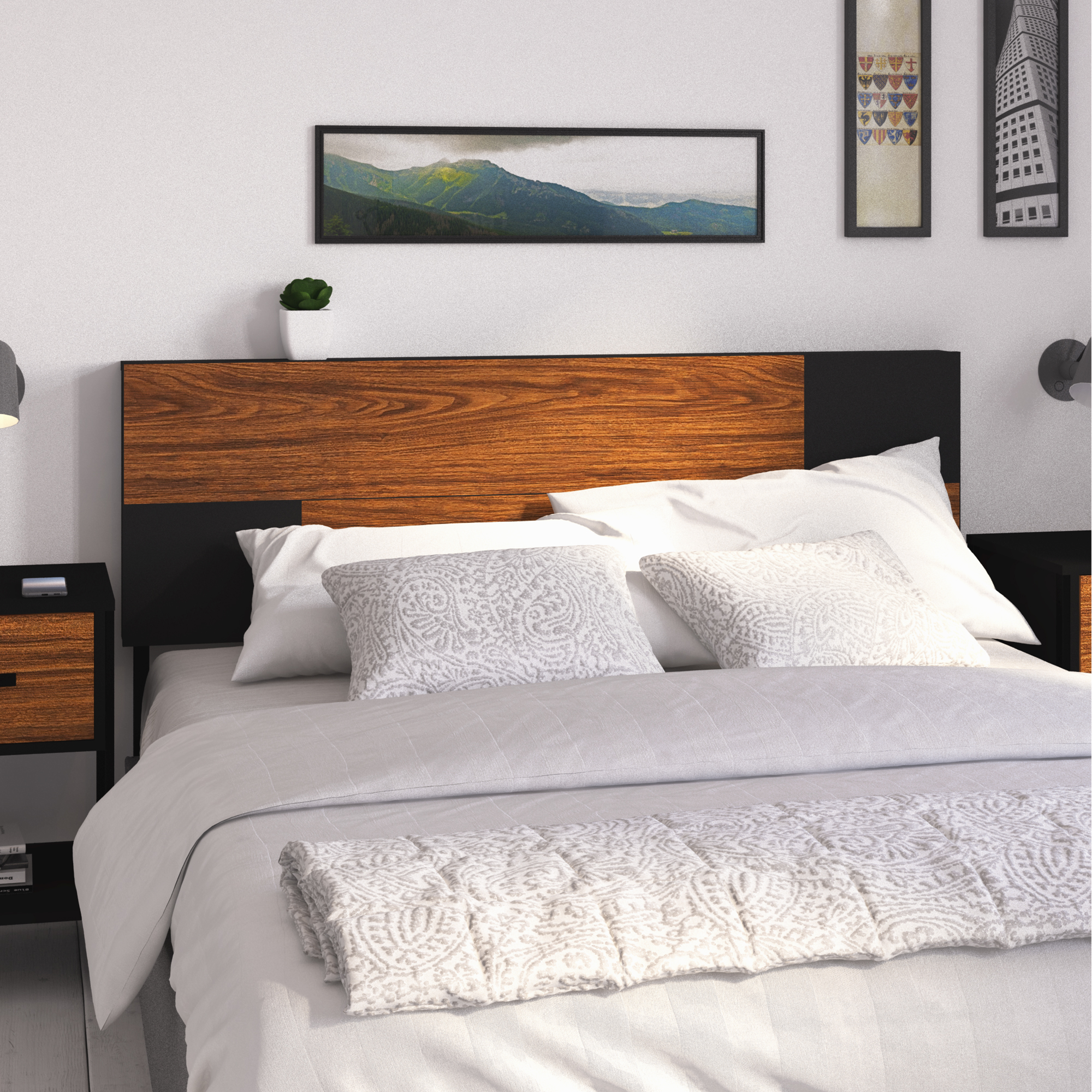 Foto 2 | Cabecera de Cama Queen con 2 Patas Playcon OCABQTZNL color Marrón 151 X 10 CM  Tablero Negro Tzalam