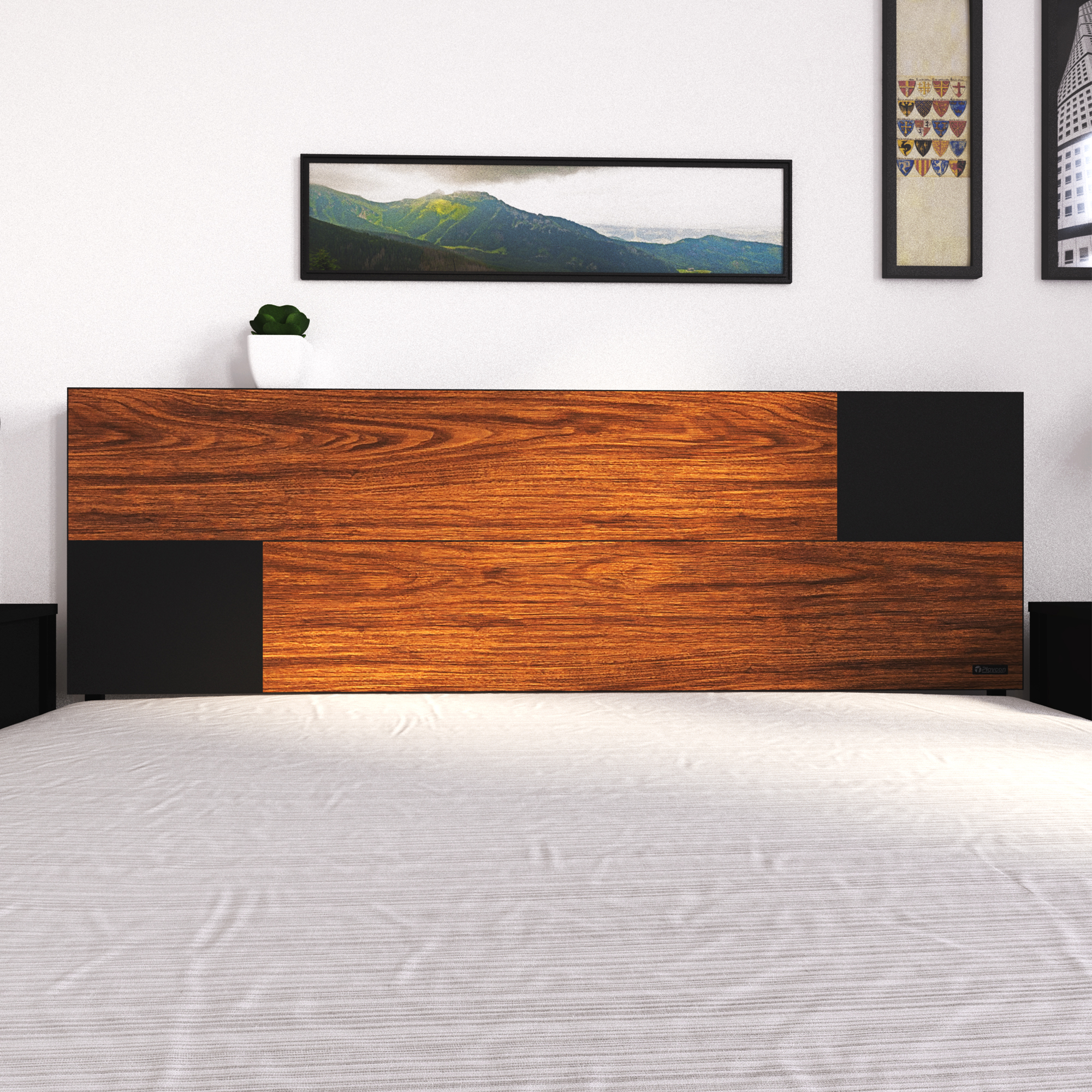 Foto 4 pulgar | Cabecera de Cama Queen con 2 Patas Playcon OCABQTZNL color Marrón 151 X 10 CM  Tablero Negro Tzalam