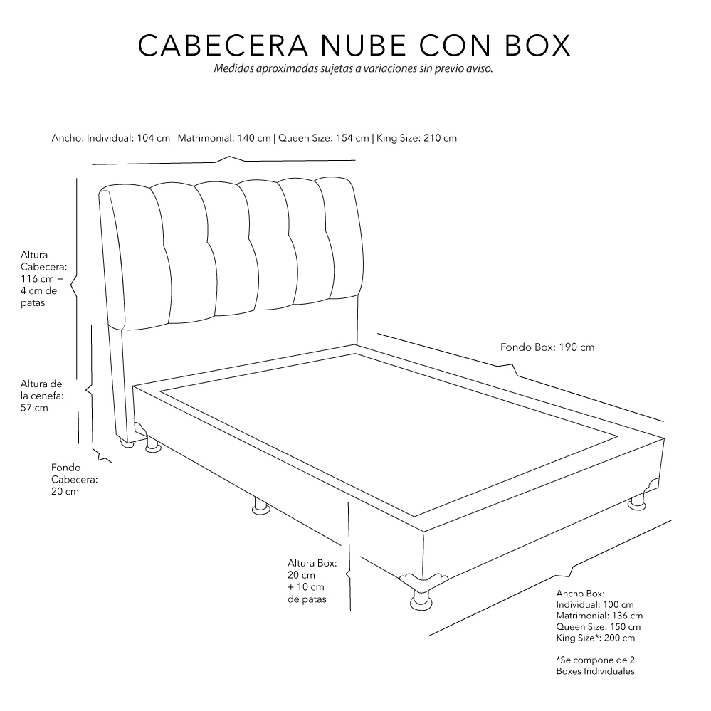 Foto 5 | Cabecera Dicasa Nube Individual + Box Dicasa Dolum color Beige