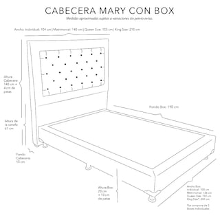Foto 5 | Cabecera Dicasa Mary Individual + Box Dicasa Bless color Gris Oscuro