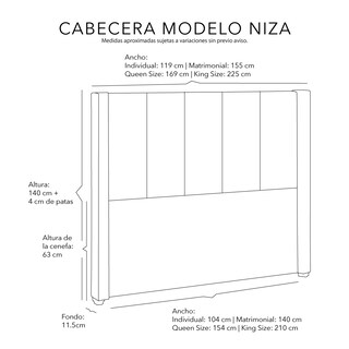 Foto 6 | Cabecera Dicasa Niza color Plata Queen Size