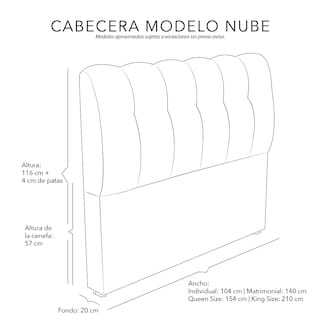 Foto 6 | Cabecera Dicasa Nube color Gris King Size