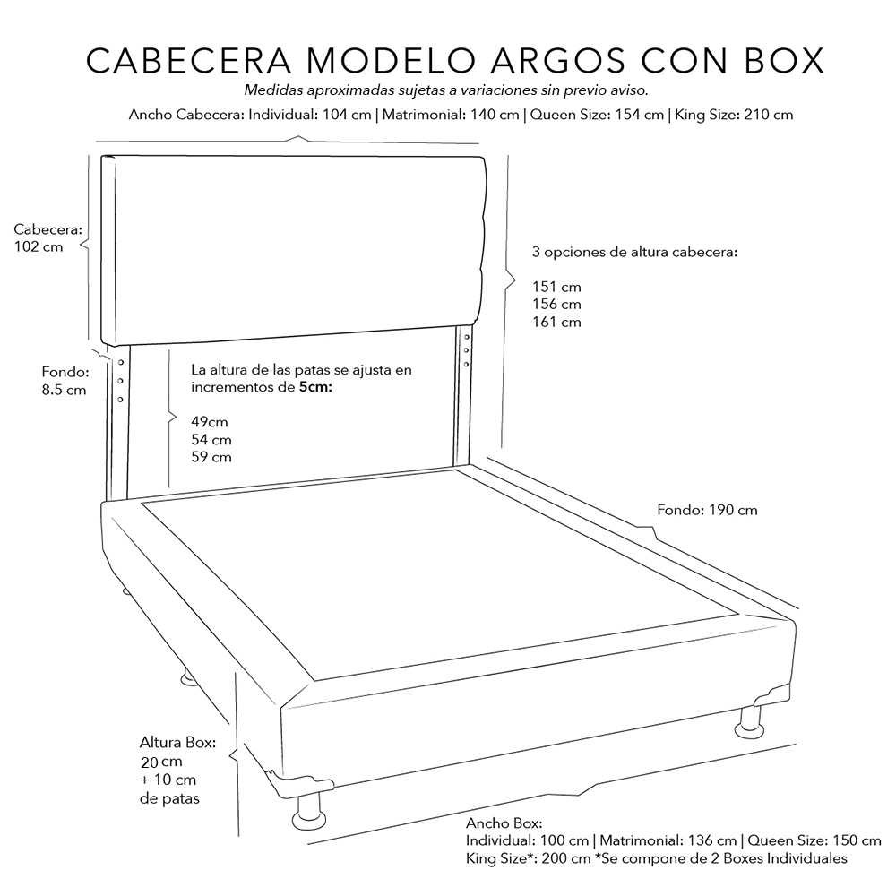 Foto 5 | Cabecera Dicasa Argos + Box Dicasa Dolum color Beige Claro Individual