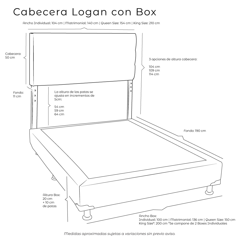 Foto 4 | Cabecera Dicasa Logan Color Beige Claro + Box Dicasa Matrimonial