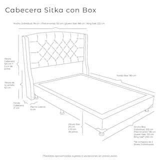 Foto 5 | Cabecera Dicasa Sitka Color Gris + Box Dicasa Matrimonial