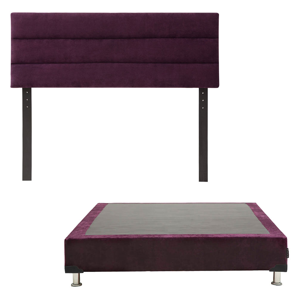 Cabecera Dicasa Logan color Morado + Box Dicasa Queen Size