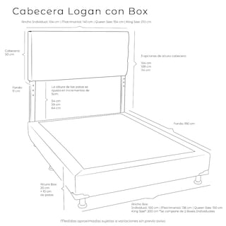 Foto 4 | Cabecera Dicasa Logan color Morado + Box Dicasa Queen Size
