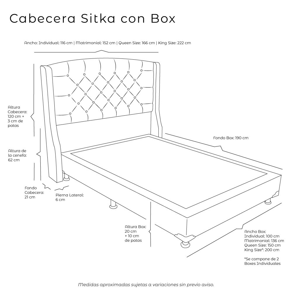 Foto 5 | Cabecera Dicasa Sitka + Box Queen Size Rojo