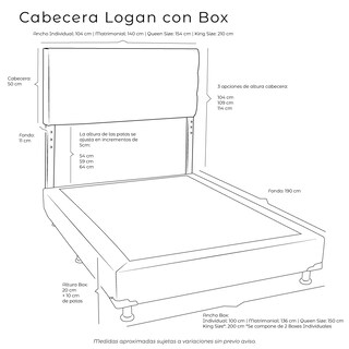 Foto 4 | Cabecera Dicasa Logan Color Lila + Box Dicasa Queen Size