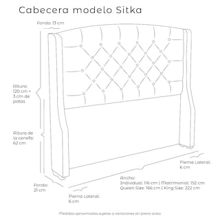 Foto 6 | Cabecera Dicasa Sitka color Lila Queen Size