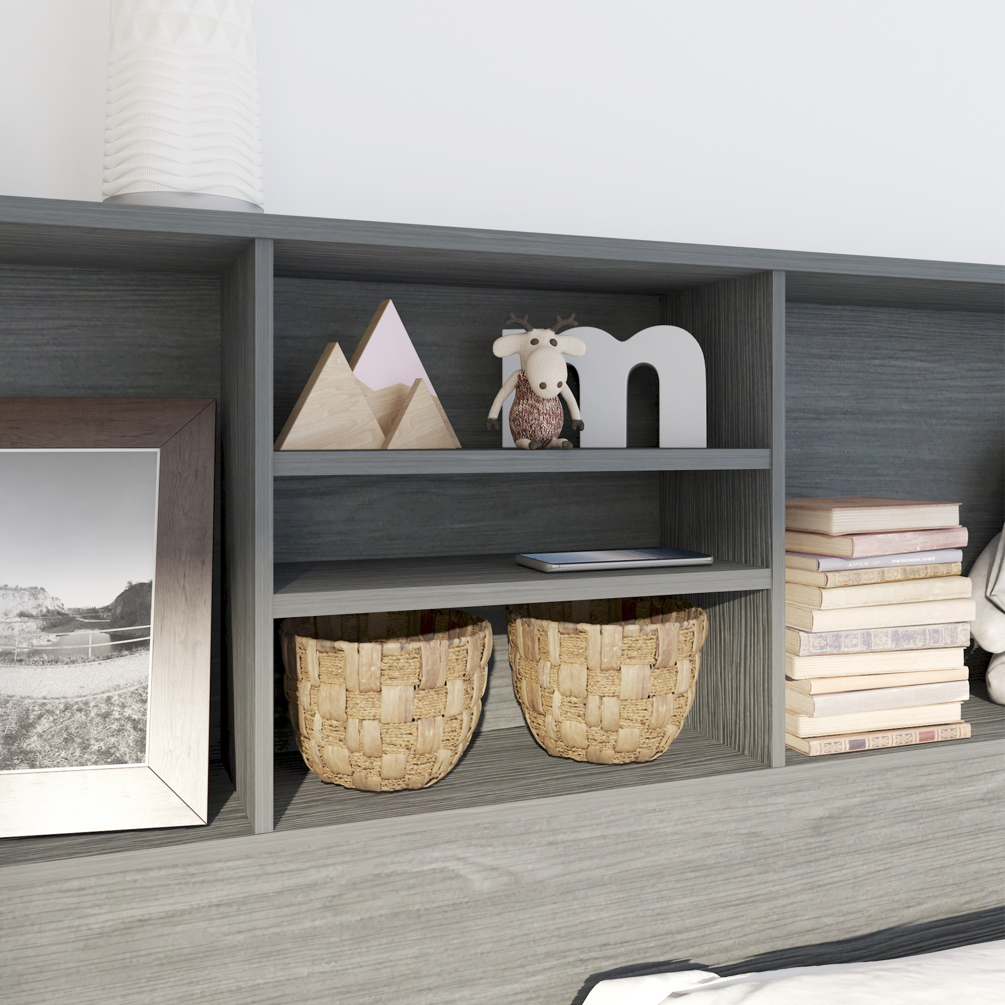 Foto 5 pulgar | Librero Cabecera Queen Playcon 121 x 163 cm Tablero Texturizado Gris