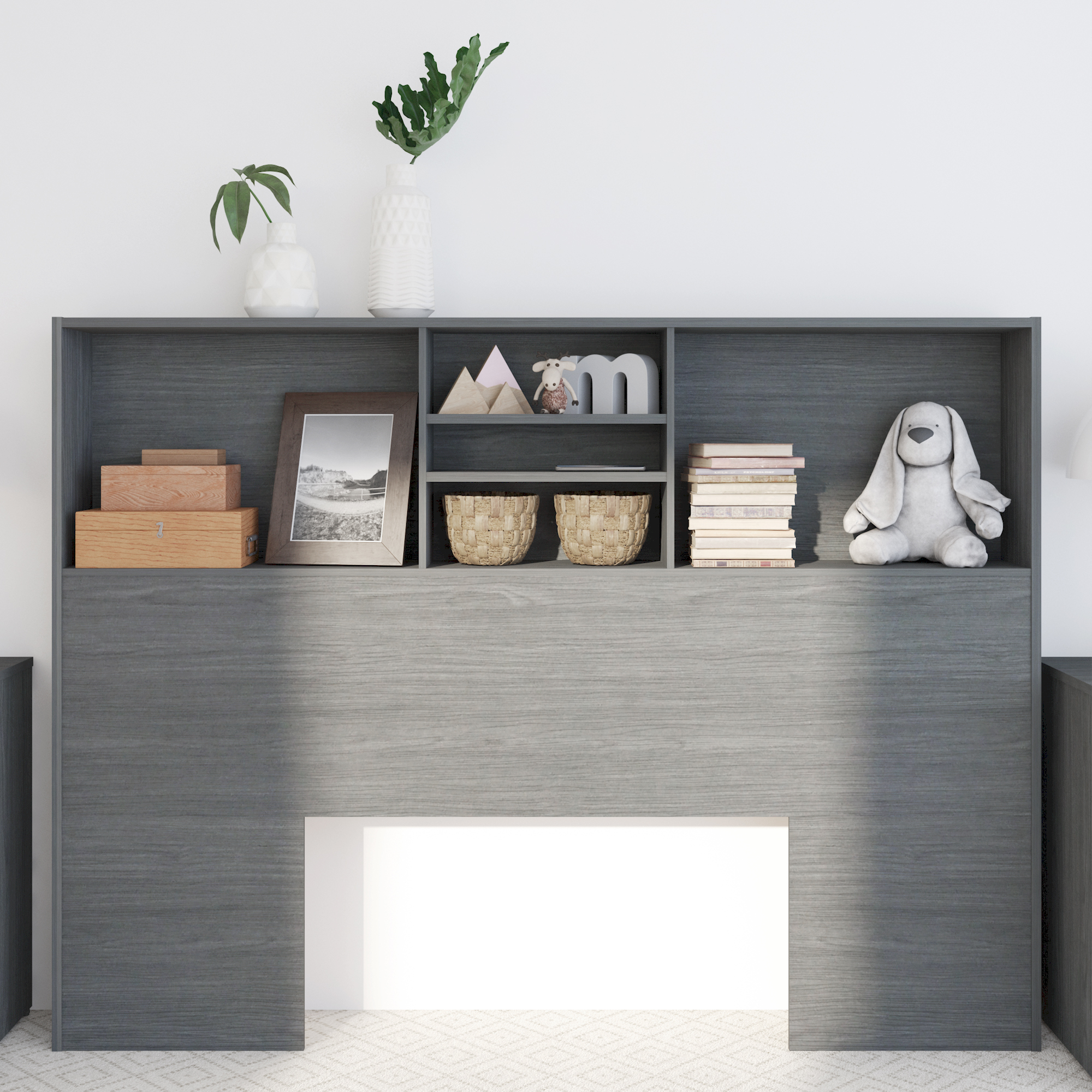 Foto 7 pulgar | Librero Cabecera Queen Playcon 121 x 163 cm Tablero Texturizado Gris