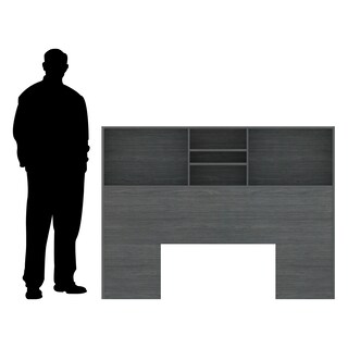 Foto 7 | Librero Cabecera Queen Playcon 121 x 163 cm Tablero Texturizado Gris