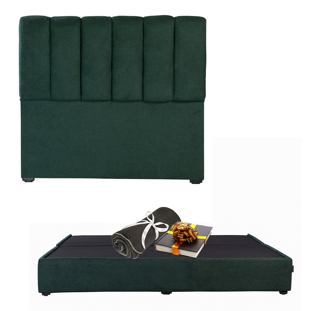 Cabecera Dicasa Kami Verde + Base Cama Dicasa Belt Verde King Size