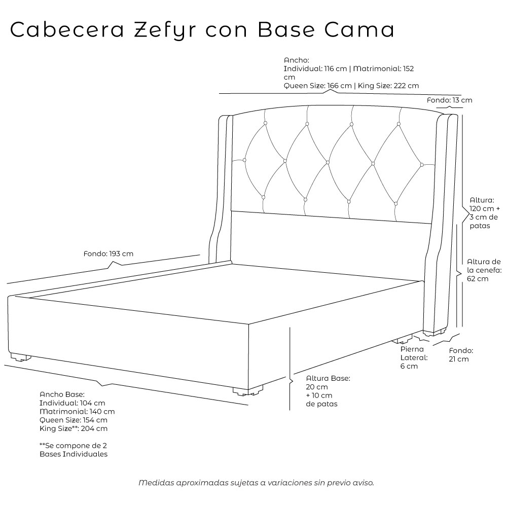 Foto 5 pulgar | Cabecera Zefyr + Base Dicasa Havol Palo de Rosa Queen Size