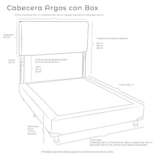 Foto 4 | Cabecera Dicasa Argos Color Gris + Box Queen Size
