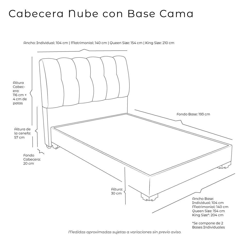 Foto 5 pulgar | Cabecera Dicasa Nube más Base Cama Dicasa Colt Beige Claro Individual