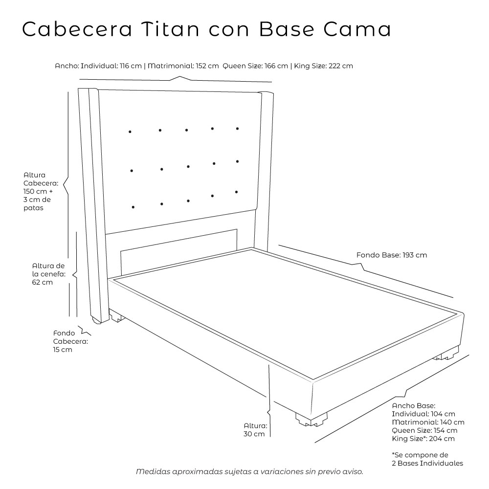 Foto 3 | Cabecera Dicasa Titan + Base Colt Beige Claro King Size