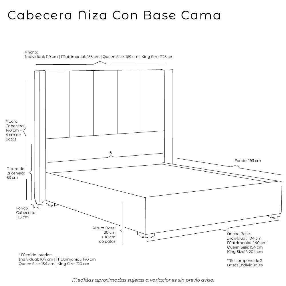 Foto 5 | Cabecera Dicasa Nizza + Base Havol Palo De Rosa King Size