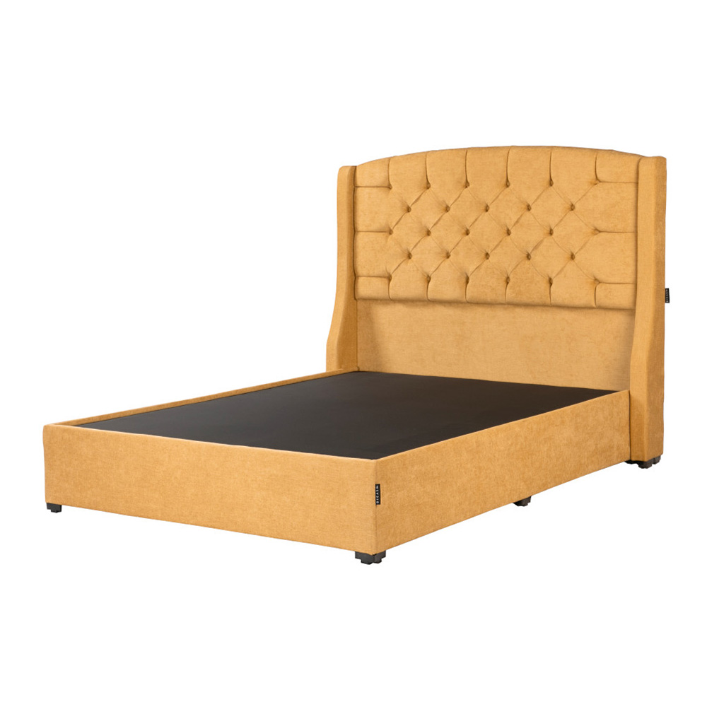 Cabecera Dicasa Sitka + Base Cama Dicasa Nizzo Mostaza Queen Size