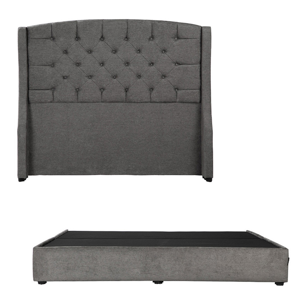 Cabecera Dicasa Sitka más Base Cama Dicasa Nizzo Gris Oscuro King Size