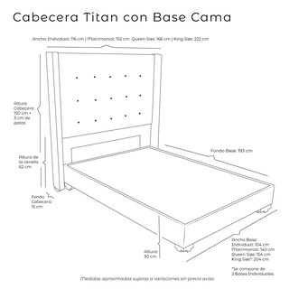Foto 5 | Cabecera Dicasa Titan + Base Nizzo Azul King Size