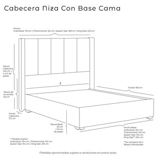 Foto 4 | Cabecera Dicasa Nizza + Base Riva Gris Matrimonial