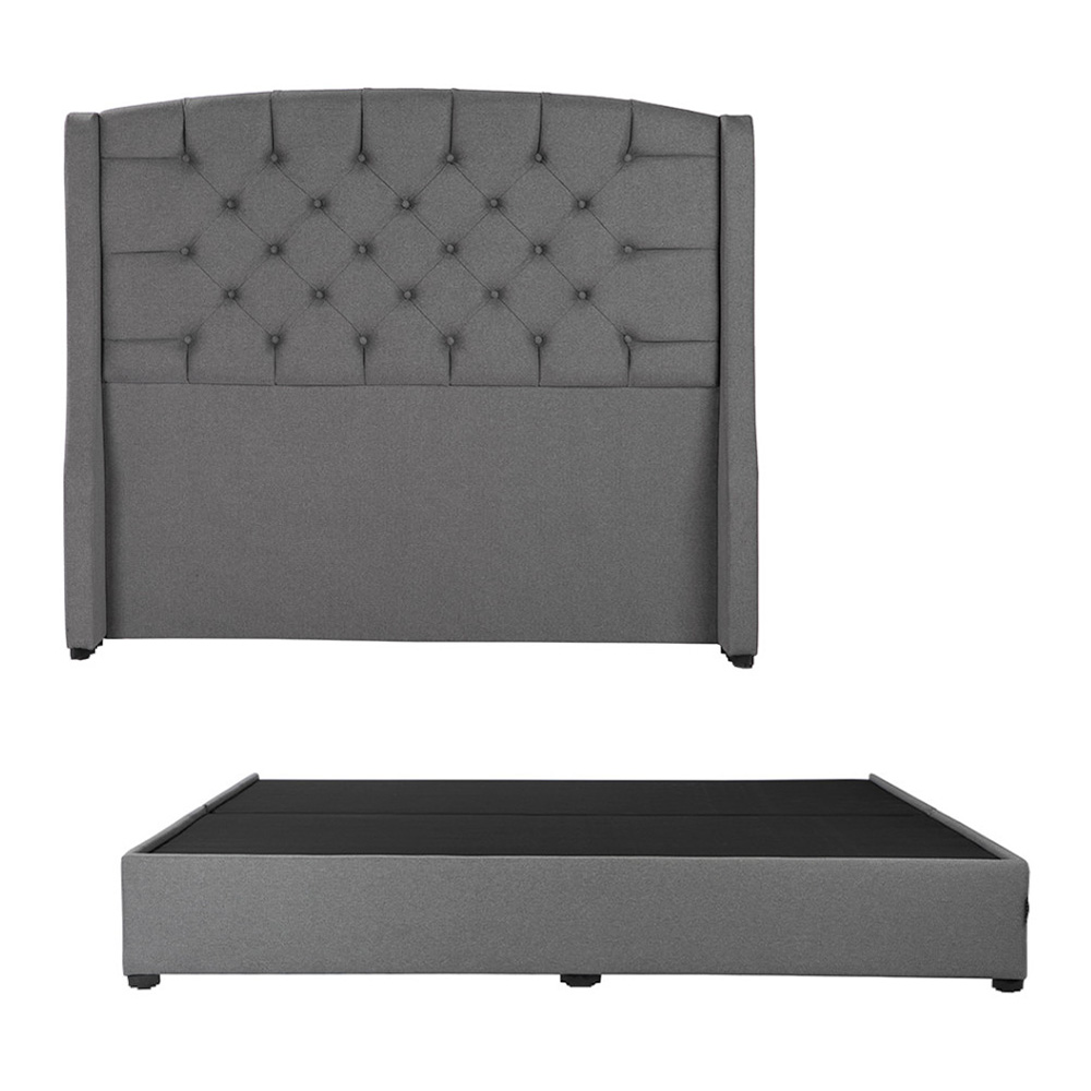 Cabecera Sitka + Base Cama Dicasa Orlando Gris King Size