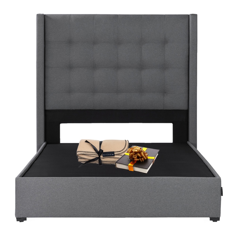 Cabecera Dicasa Zefyr más Base Cama Dicasa Orlando Gris Matrimonial $7,399