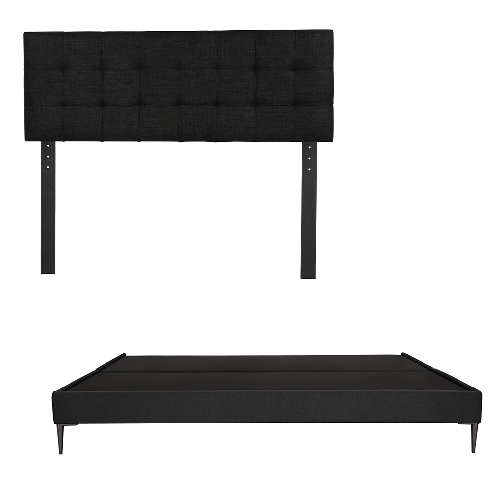 Cabecera Dicasa Catania más Base Cama Slim color Negro  King Size