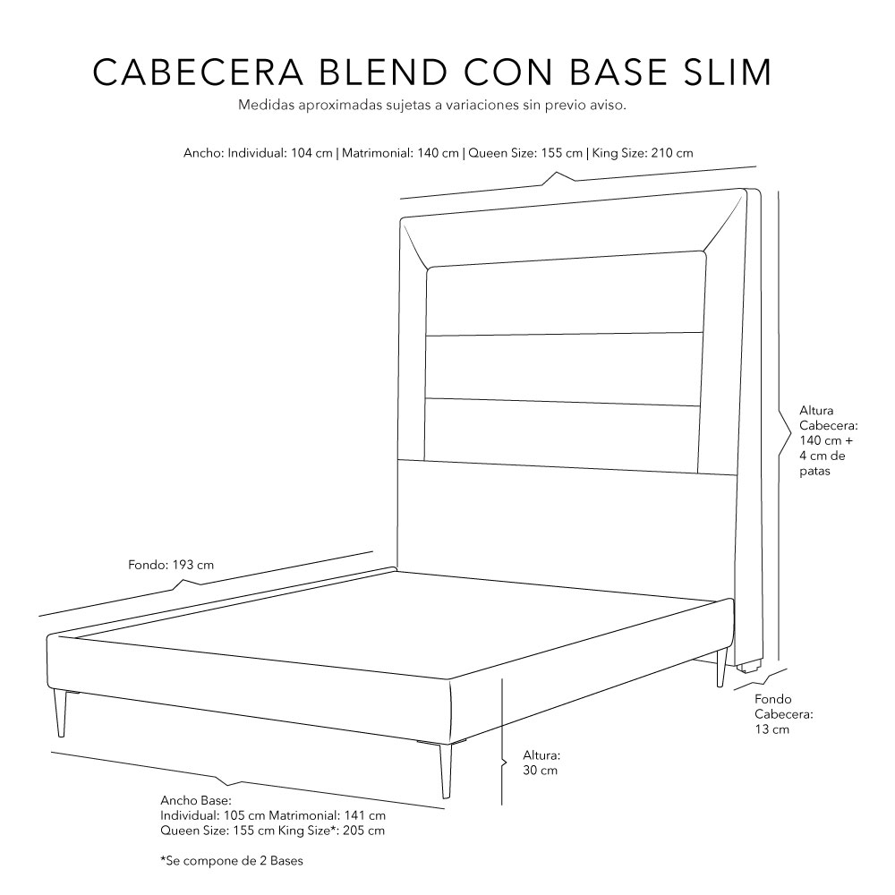 Foto 4 | Cabecera Dicasa Catania más Base Cama Slim color Negro  King Size