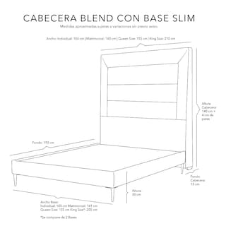 Foto 5 | Cabecera Dicasa Catania más Base Cama Slim Beige Claro King Size