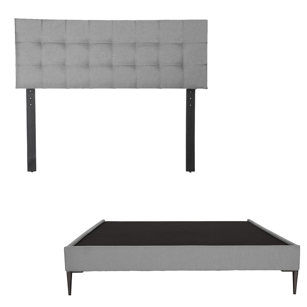 Cabecera Dicasa Catania + Base Slim Gris Queen Size $6,599