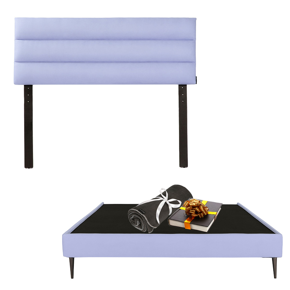 Foto 2 pulgar | Cabecera Logan + Base Cama Slim Color Lila Matrimonial