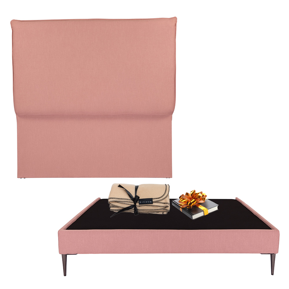 Cabecera Split + Base Cama Slim Color Palo De Rosa Queen Size