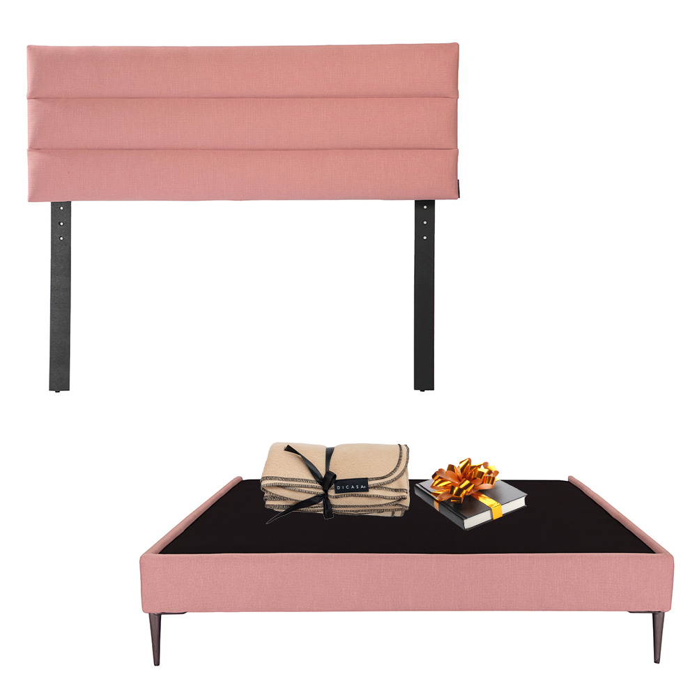 Cabecera Logan + Base Cama Slim Color Palo De Rosa Matrimonial