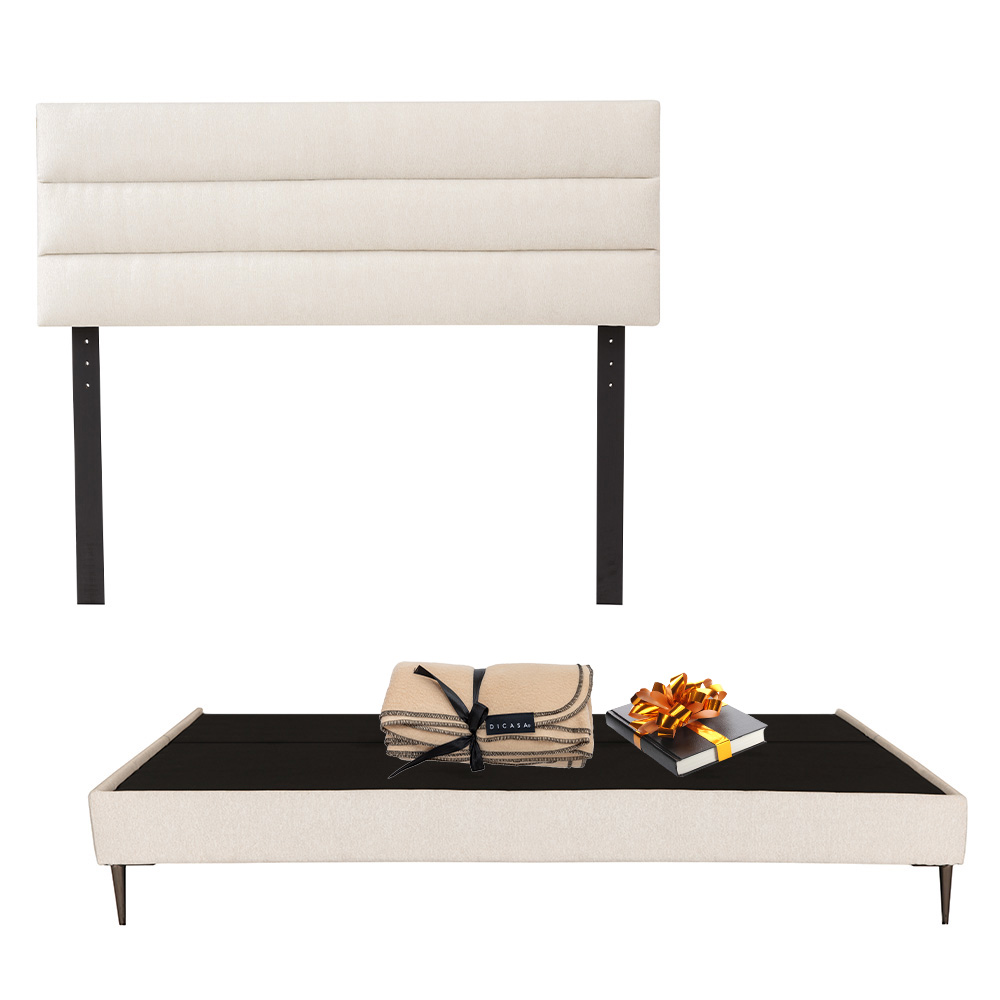 Cabecera Logan + Base Cama Slim color Beige Claro