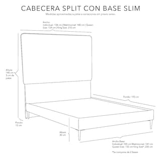 Foto 4 | Cabecera Split + Base Cama Slim Color Azul