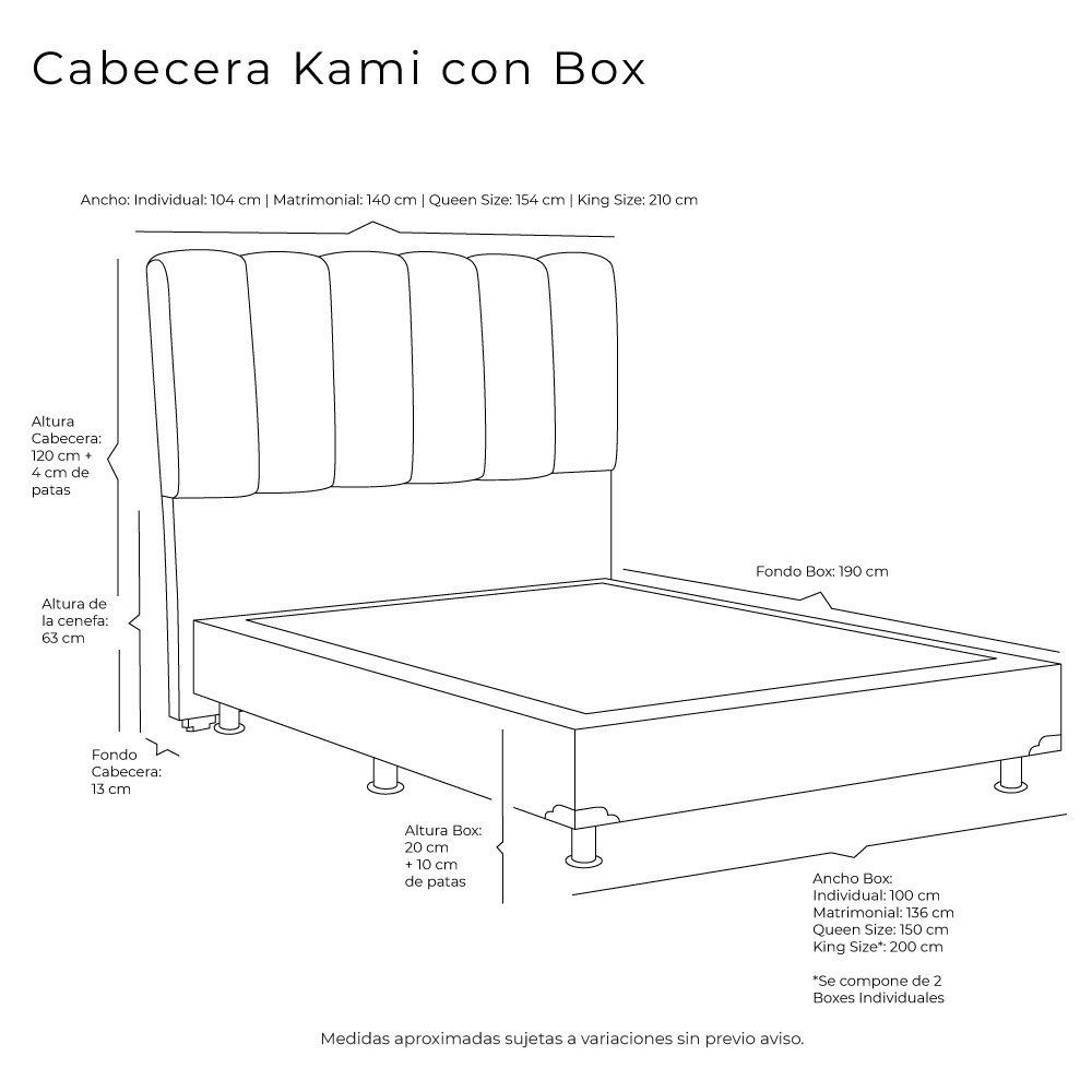 Foto 6 pulgar | Cabecera Dicasa Kami + Box Dicasa Dolum King Size Beige
